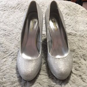Silver Sparkle Wedge Heels